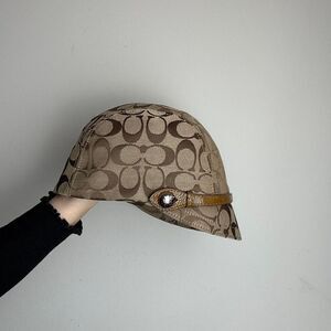 Coach Vintage Y2K Brown Khaki Signature Karee Newsboy Cap Hat